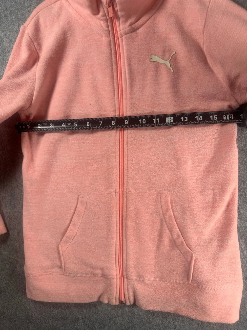 Puma Girls Peach Full Zip Fleece Jacket Size XL (16) Youth